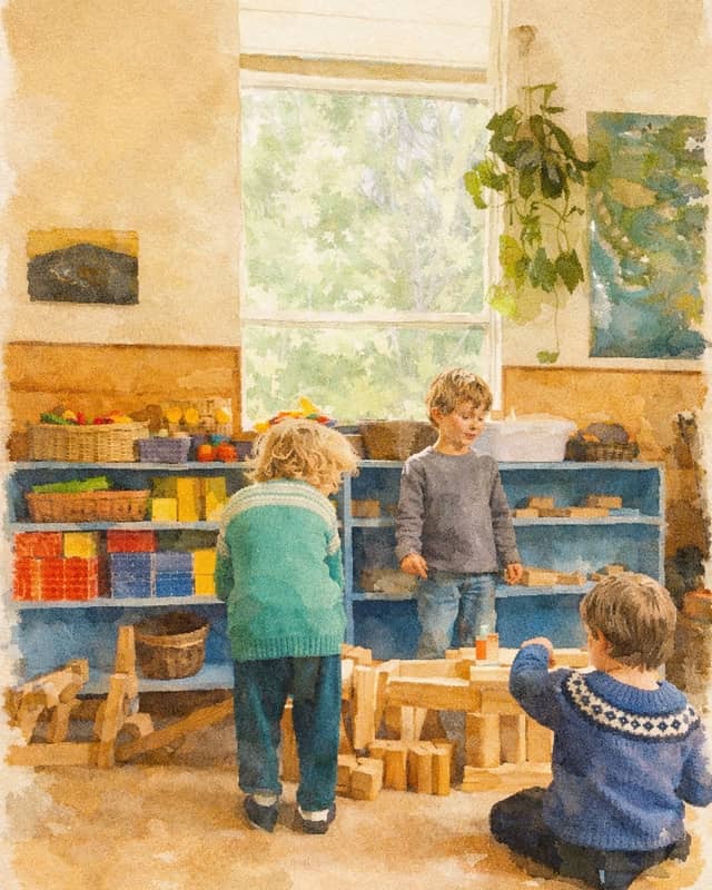 Children learning in the indoor classroom