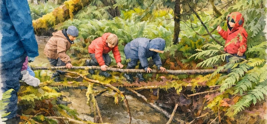 Children exploring the seasonal creek
